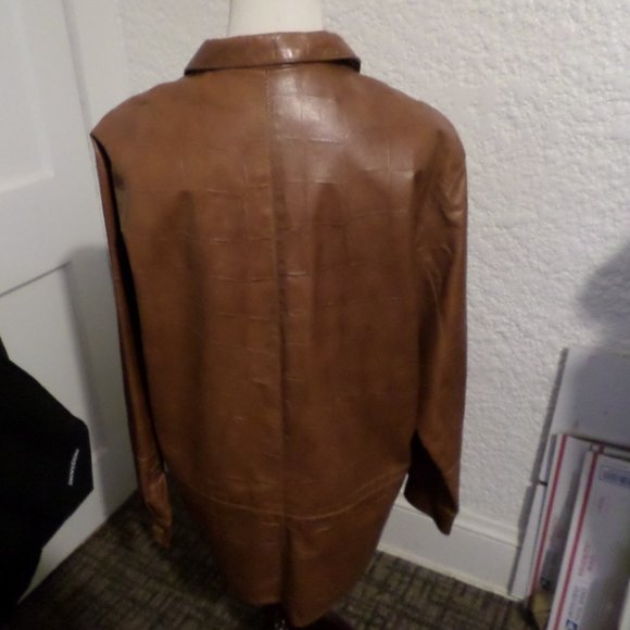 Carina New York Embossed Leather Car Coat Sz L - Picture 9 of 9